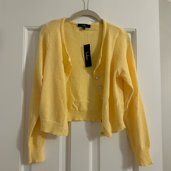 Pristinely Cute Lulus Light Yellow Button-Up Cardigan - Picture 4 of 6